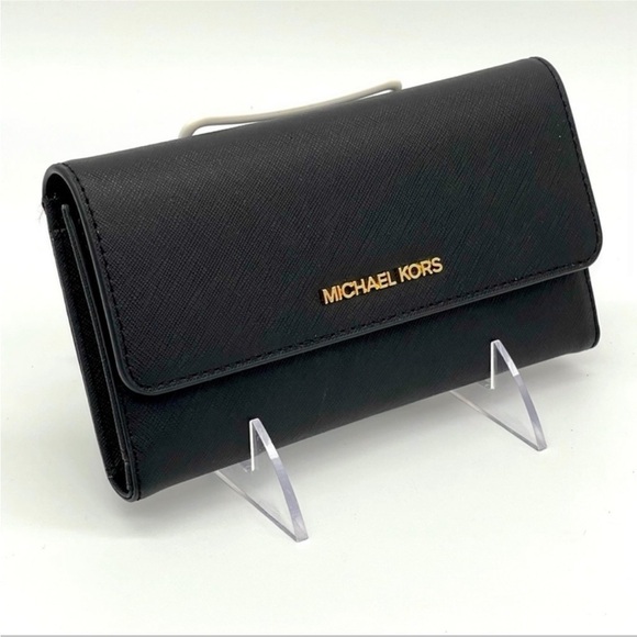 Michael Kors Trifold Wallet Black Leather - Picture 2 of 8